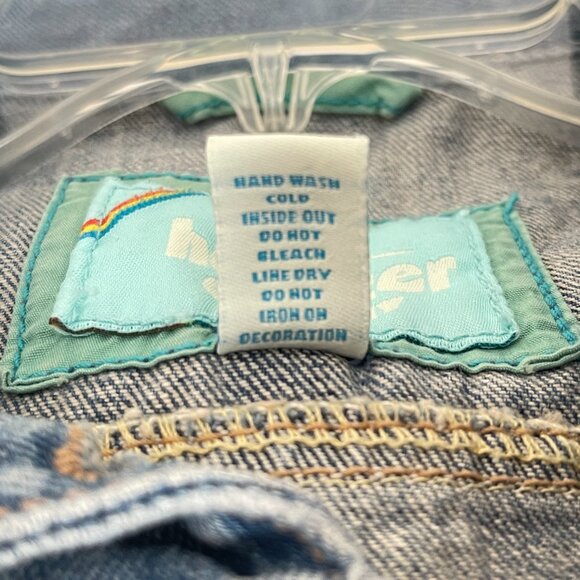 Hollister Cali Denim Jean Jacket Medium Tropical Palm Tree Flowers Embellished - Picture 9 of 9